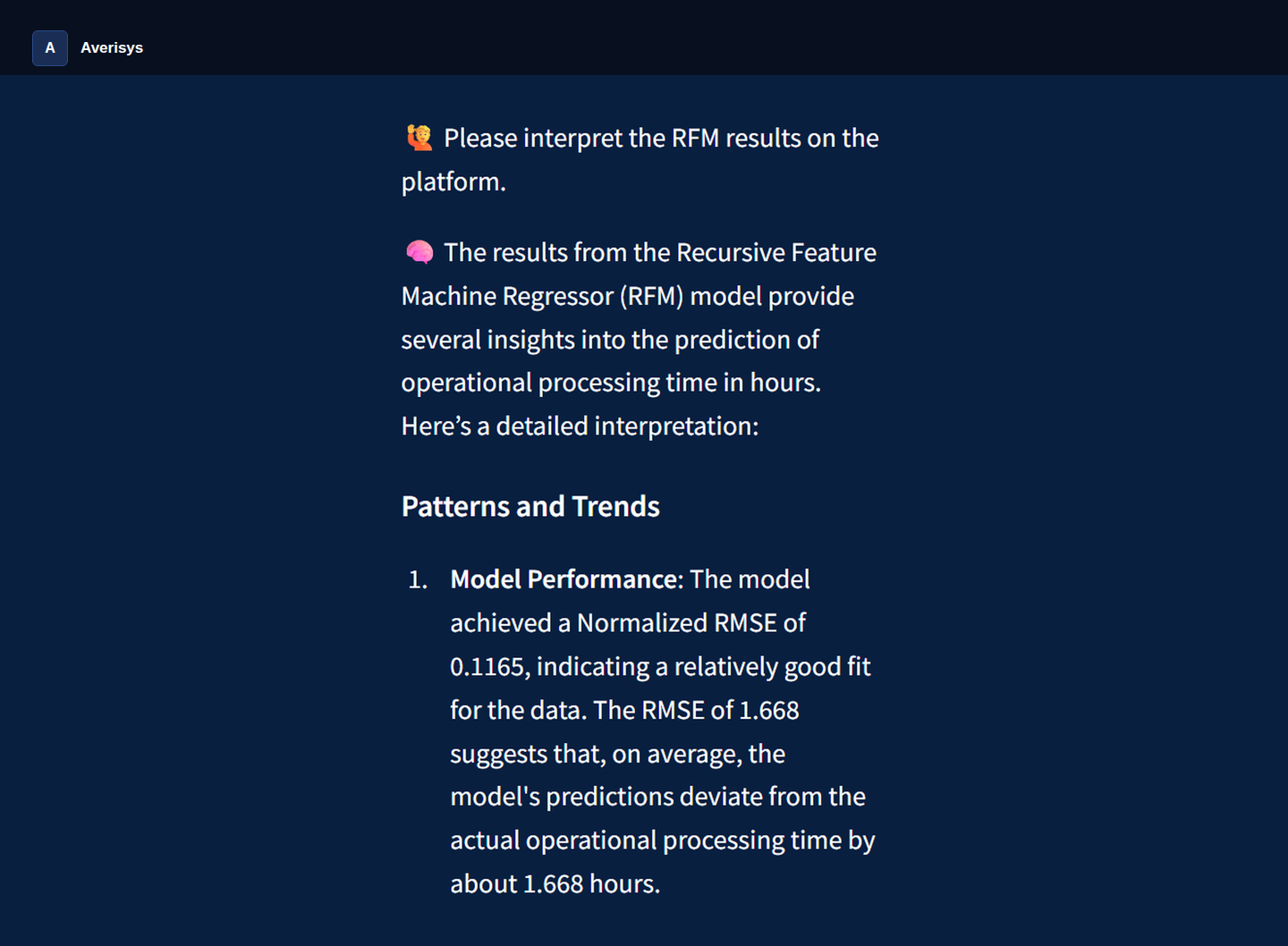 AI assistant answering questions about the results